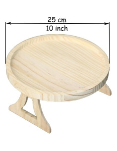 Bandeja de Brazo de Sofá Redonda LSLANSOON 25 cm Madera Natural 2