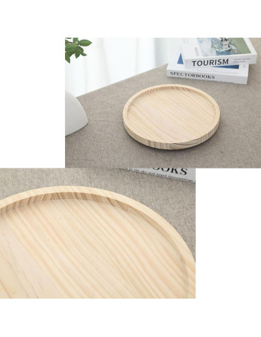 Bandeja de Brazo de Sofá Redonda LSLANSOON 25 cm Madera Natural