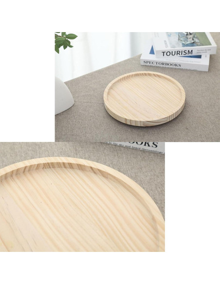 Bandeja de Brazo de Sofá Redonda LSLANSOON 25 cm Madera Natural