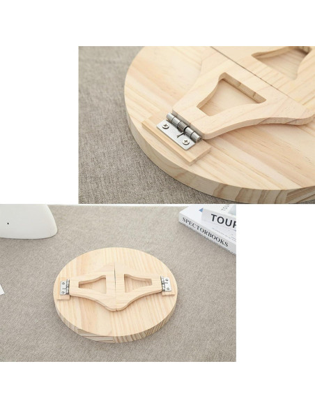 Bandeja de Brazo de Sofá Redonda LSLANSOON 25 cm Madera Natural