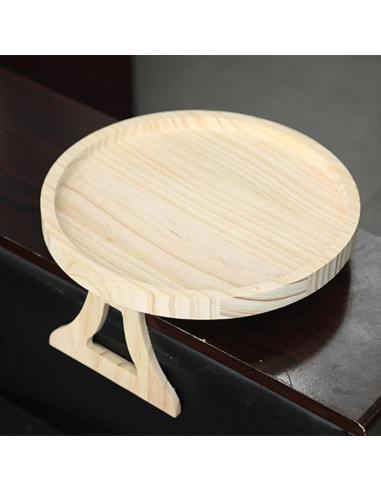 Bandeja de Brazo de Sofá Redonda LSLANSOON 25 cm Madera Natural