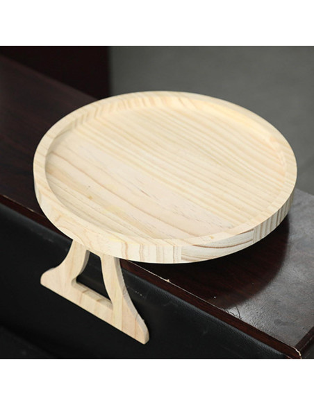 Bandeja de Brazo de Sofá Redonda LSLANSOON 25 cm Madera Natural