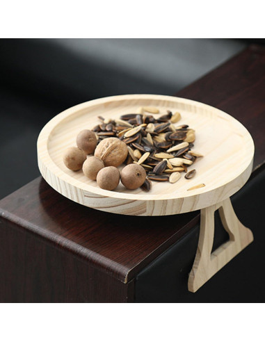 Bandeja de Brazo de Sofá Redonda LSLANSOON 25 cm Madera Natural