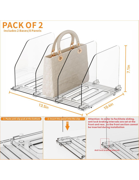Organizador de Bolsos Yieach Acrílico Ajustable 2 Piezas