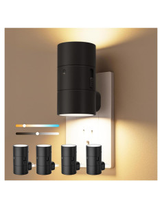 Luz Nocturna LED VOLISUN Regulable con Sensor, 4 Paquete Negro