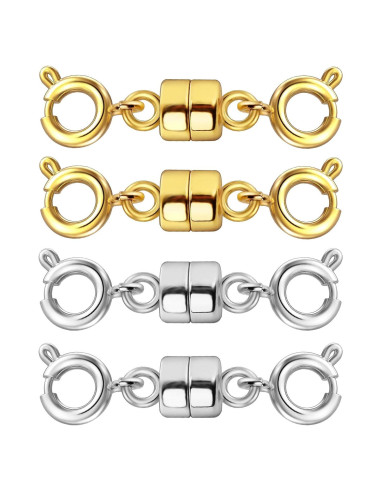 Cierres Magnéticos Dobles Qulltk 14K Oro y Plata 4 Pcs