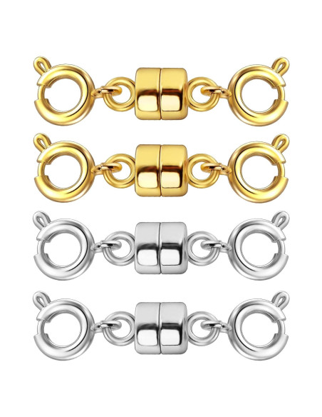 Cierres Magnéticos Dobles Qulltk 14K Oro y Plata 4 Pcs