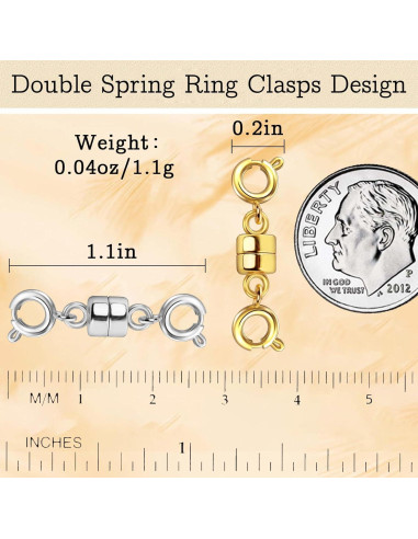 Cierres Magnéticos Dobles Qulltk 14K Oro y Plata 4 Pcs