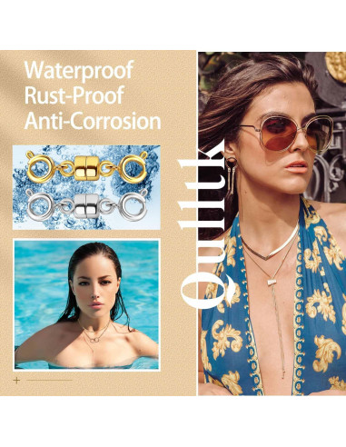 Cierres Magnéticos Dobles Qulltk 14K Oro y Plata 4 Pcs