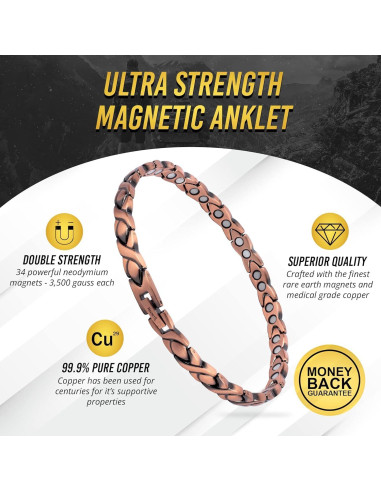 Tobillera Magnética de Cobre MagnetRX para Mujeres - 26.5 cm