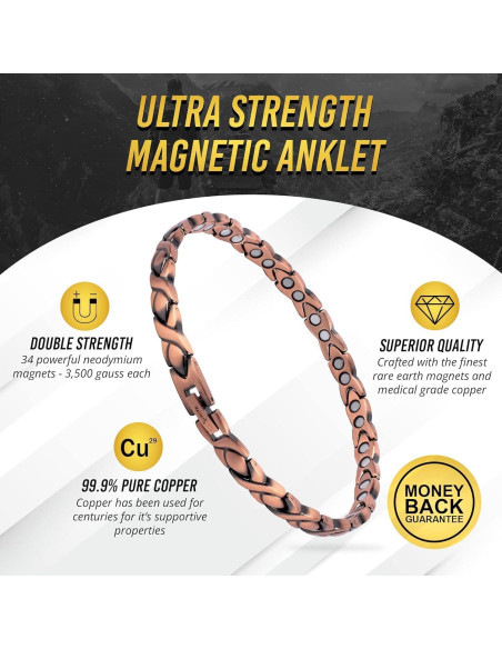 Tobillera Magnética de Cobre MagnetRX para Mujeres - 26.5 cm