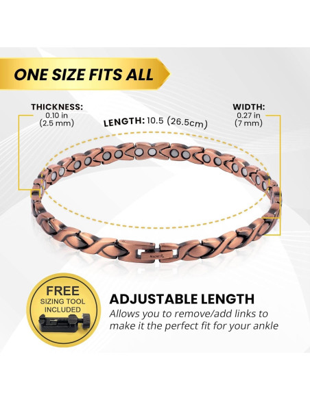 Tobillera Magnética de Cobre MagnetRX para Mujeres - 26.5 cm