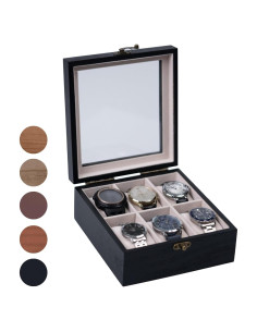 Caja de Reloj de Madera Exper City con 6 Compartimentos - Negro