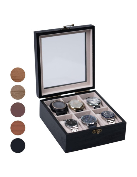 Caja de Reloj de Madera Exper City con 6 Compartimentos - Negro
