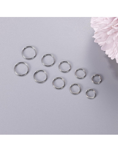 10 Piezas Aros Nasales Hipoalergénicos Acero Quirúrgico 6-10mm