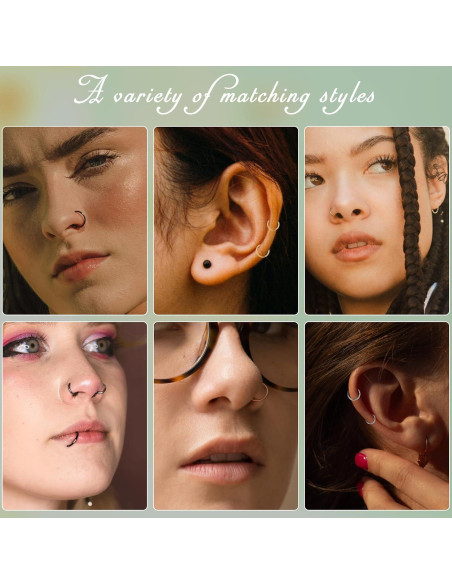 10 Piezas Aros Nasales Hipoalergénicos Acero Quirúrgico 6-10mm