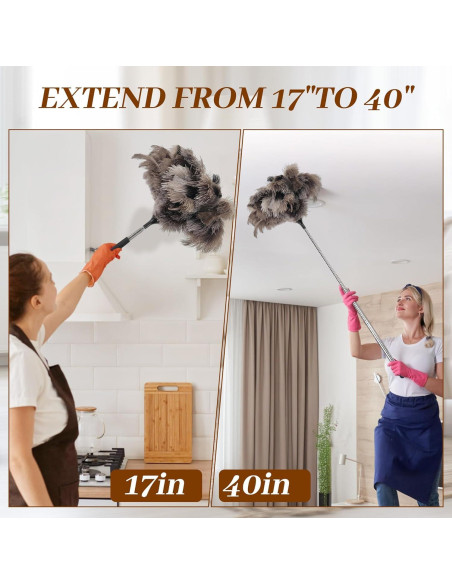 Plumero extensible de plumas de avestruz Ayzsdnh 101.6 cm