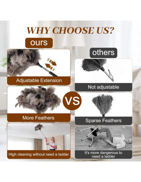 Plumero extensible de plumas de avestruz Ayzsdnh 101.6 cm