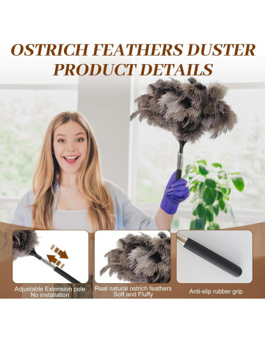 Plumero extensible de plumas de avestruz Ayzsdnh 101.6 cm