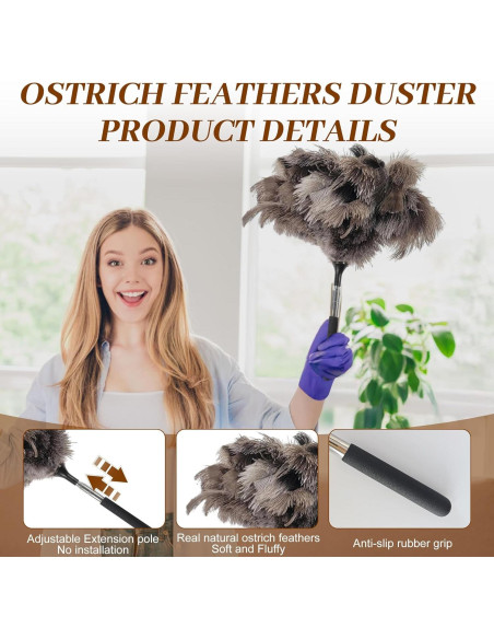 Plumero extensible de plumas de avestruz Ayzsdnh 101.6 cm