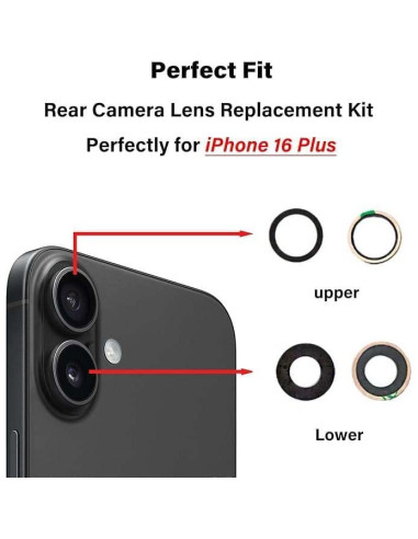 Reemplazo Lente Cristal Cámara Trasera iPhone 16 Plus Kit
