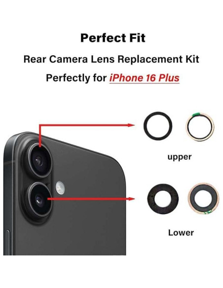 Reemplazo Lente Cristal Cámara Trasera iPhone 16 Plus Kit