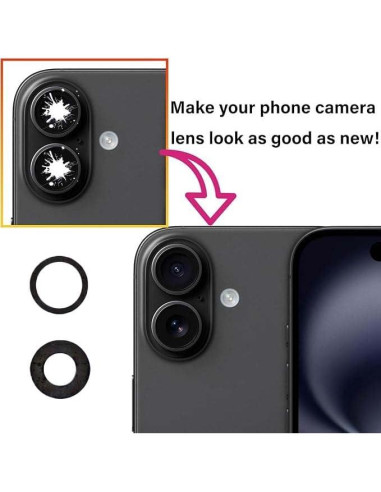 Reemplazo Lente Cristal Cámara Trasera iPhone 16 Plus Kit