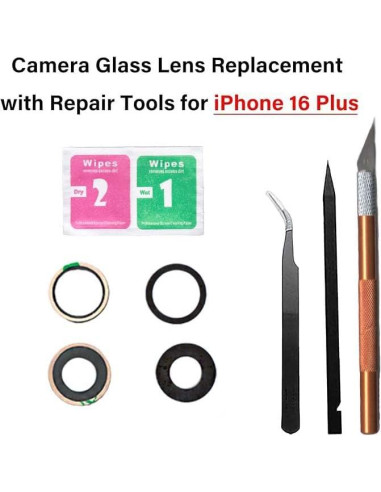 Reemplazo Lente Cristal Cámara Trasera iPhone 16 Plus Kit
