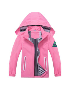 Chaqueta de Lluvia para Niños Rosa Sólido 7-8 Años Impermeable