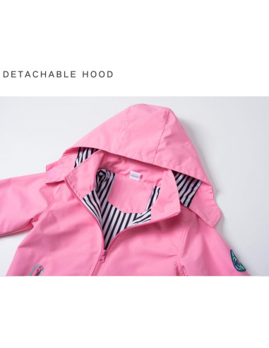 Chaqueta de Lluvia para Niños Rosa Sólido 7-8 Años Impermeable
