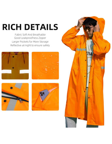 Abrigo de Lluvia Coralrain con Capucha Impermeable 15000mm
