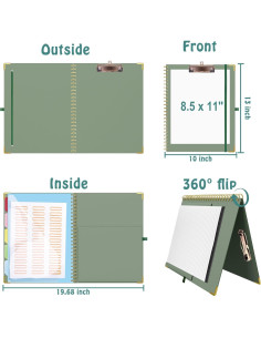 Carpeta con Portapapeles HAUTOCO Verde A4 con 10 Bolsillos 2