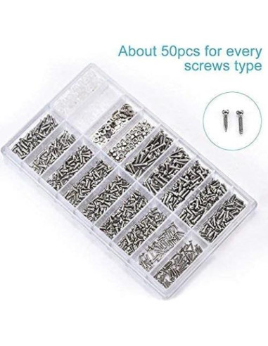 Kit de Tornillos de Acero Inoxidable Yosoo 1000 Pcs para Gafas y Relojes