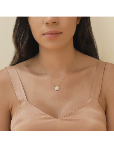 Collar de Disco A+O en Plata Esterlina con Baño de Oro 14K