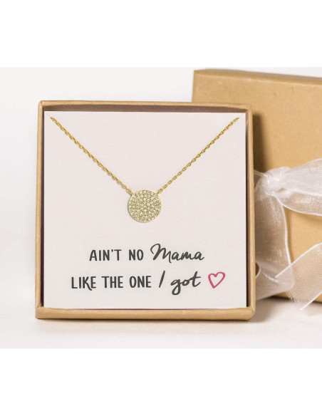 Collar de Disco A+O en Plata Esterlina con Baño de Oro 14K