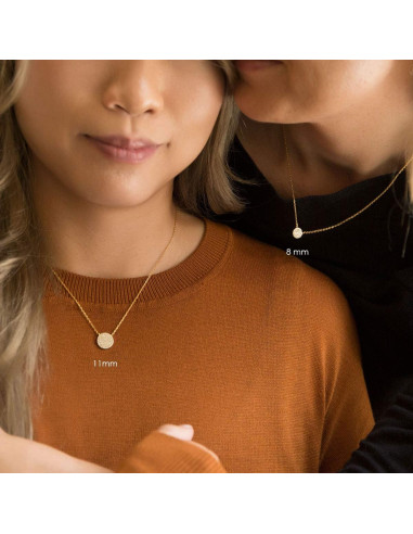 Collar de Disco A+O en Plata Esterlina con Baño de Oro 14K