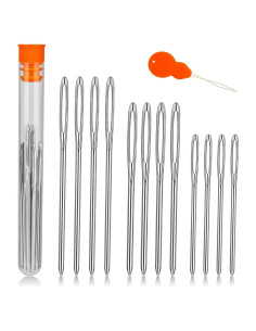 Agujas de Ojo Grande TLKKUE 12 Pcs Acero Plata 5.3cm 6cm 7cm