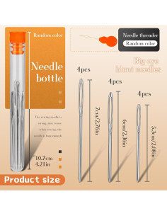 Agujas de Ojo Grande TLKKUE 12 Pcs Acero Plata 5.3cm 6cm 7cm 2