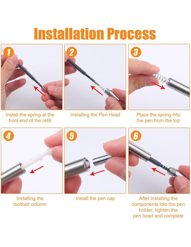 Set de 25 Bolígrafos de Acero Inoxidable Qilery con Tarjetas y Bolsas