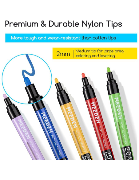 Marcadores Acrílicos MEEDEN 30 Colores Tinta Rápido Secado