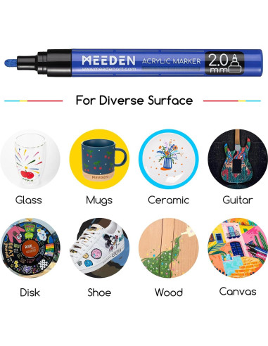 Marcadores Acrílicos MEEDEN 30 Colores Tinta Rápido Secado