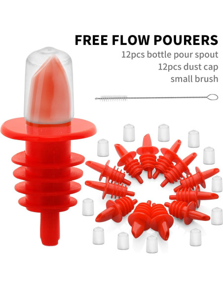 12 Vertedores de Botellas e 12 Cubiertas de Goma eispap