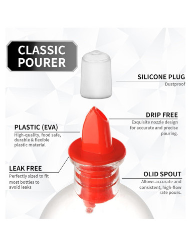 12 Vertedores de Botellas e 12 Cubiertas de Goma eispap