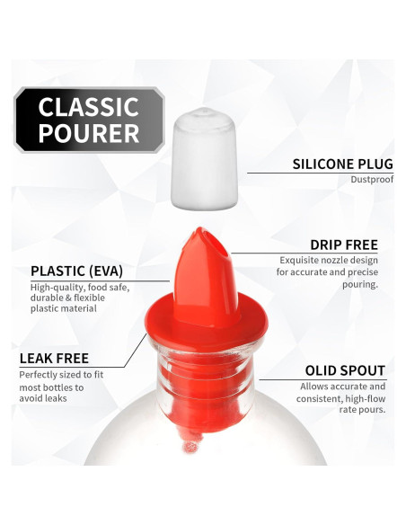 12 Vertedores de Botellas e 12 Cubiertas de Goma eispap