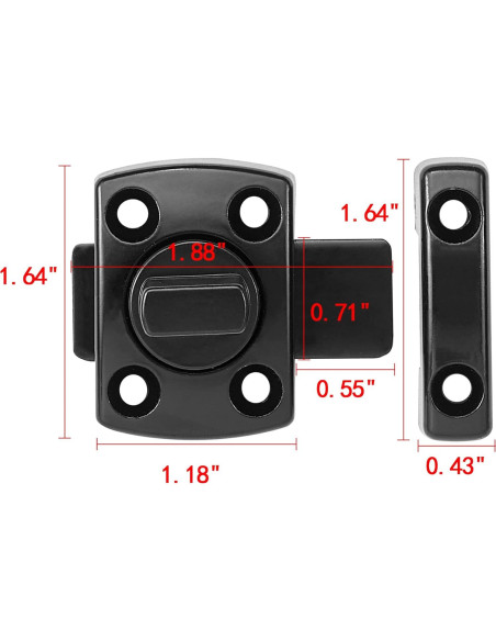 2 Pestillos de Perno Giratorio INIRET para Puertas y Ventanas