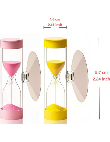 Reloj de Arena 3 Minutos con Ventosa para Niños - 2 Piezas