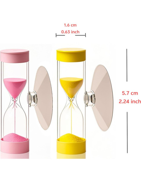 Reloj de Arena 3 Minutos con Ventosa para Niños - 2 Piezas