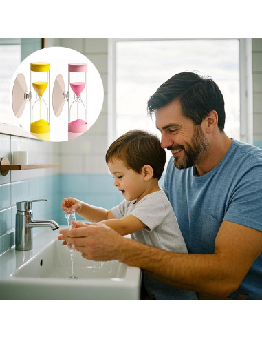 Reloj de Arena 3 Minutos con Ventosa para Niños - 2 Piezas