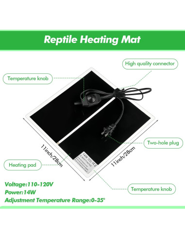 Almohadilla Térmica para Reptiles ROCEEI 28x28 cm 14W