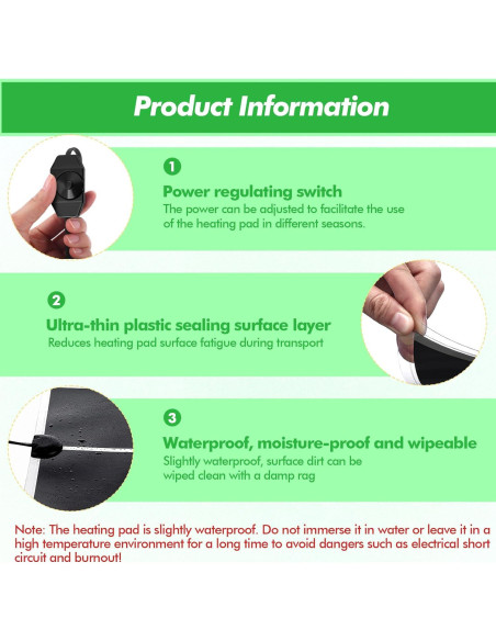 Almohadilla Térmica para Reptiles ROCEEI 28x28 cm 14W